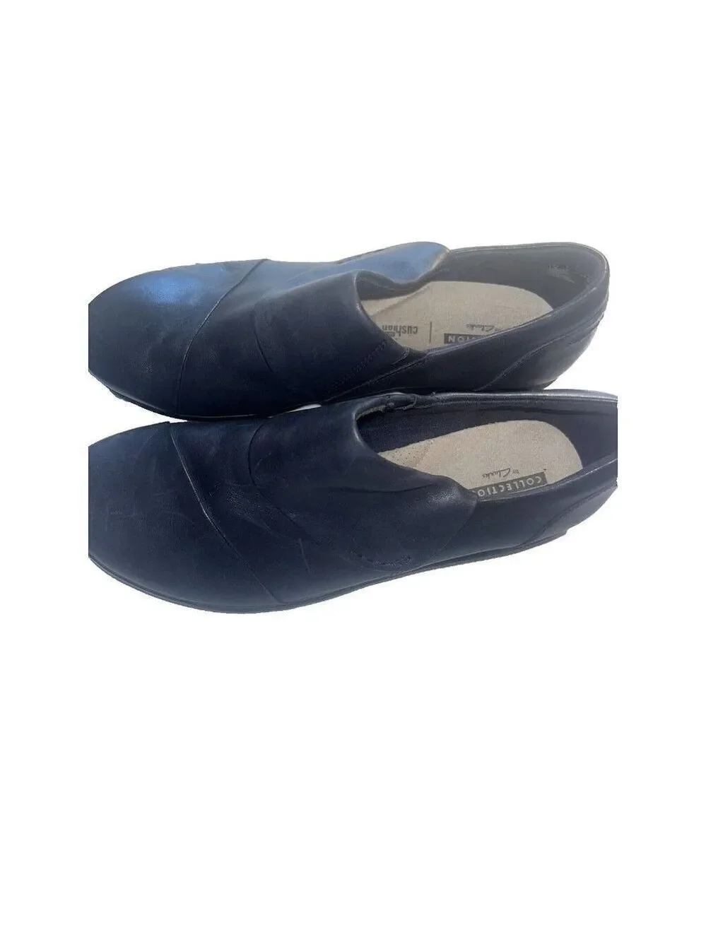 CLARKS SOFT CUSHION BLUE LEATHER SLIP ON LOAFER SIZE 7 W
